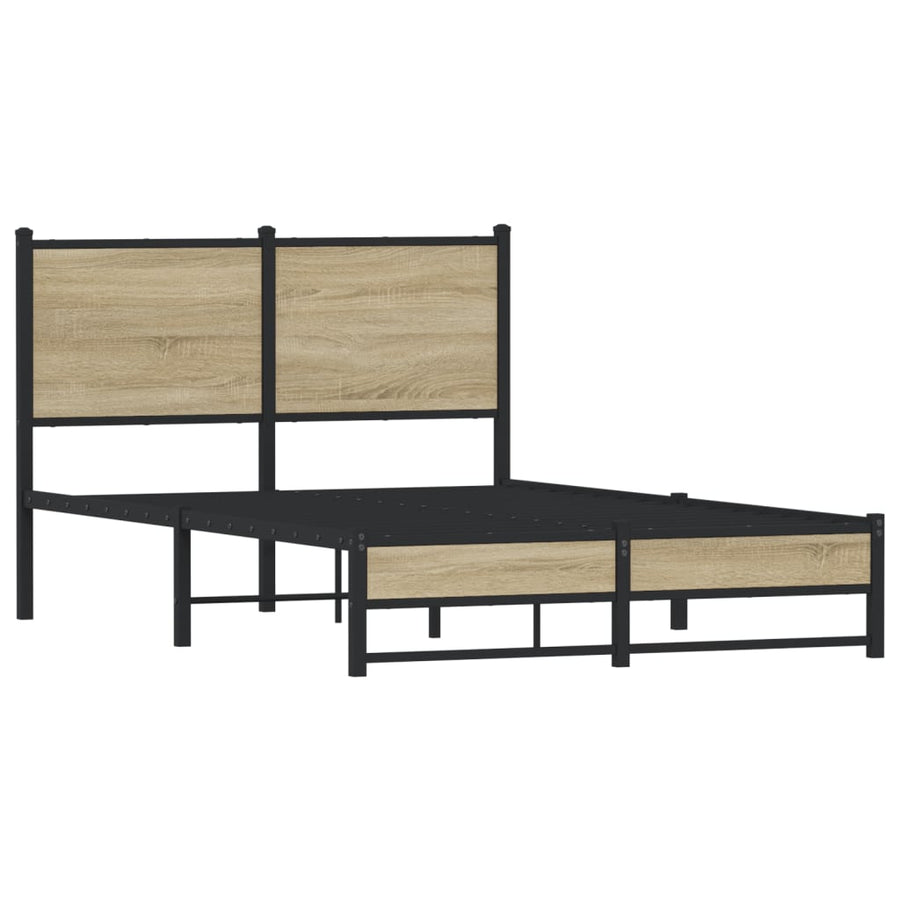 Bedframe met hoofdbord metaal sonoma eikenkleurig 120x200 cm