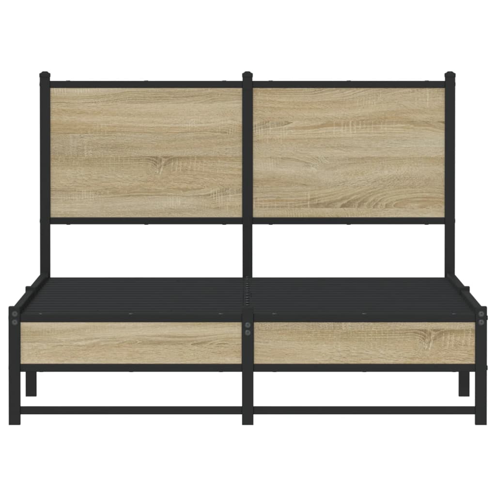 Bedframe met hoofdbord metaal sonoma eikenkleurig 120x200 cm