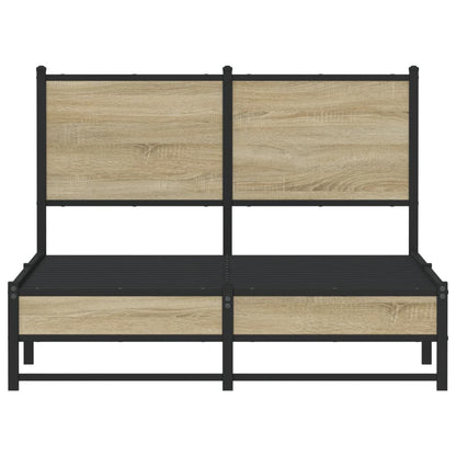 Bedframe met hoofdbord metaal sonoma eikenkleurig 120x200 cm