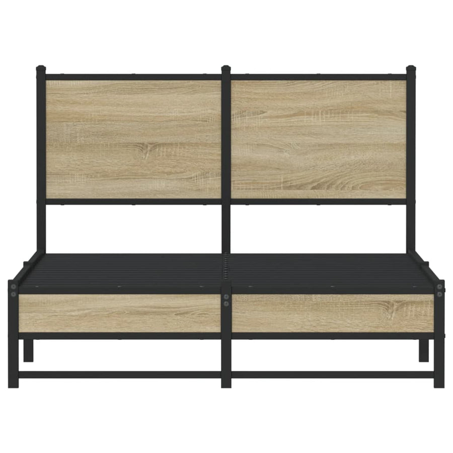 Bedframe met hoofdbord metaal sonoma eikenkleurig 120x200 cm