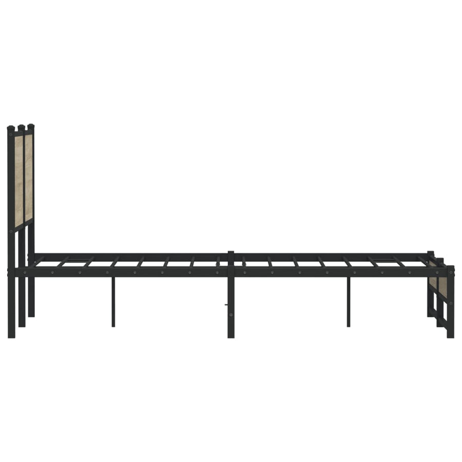 Bedframe met hoofdbord metaal sonoma eikenkleurig 120x200 cm