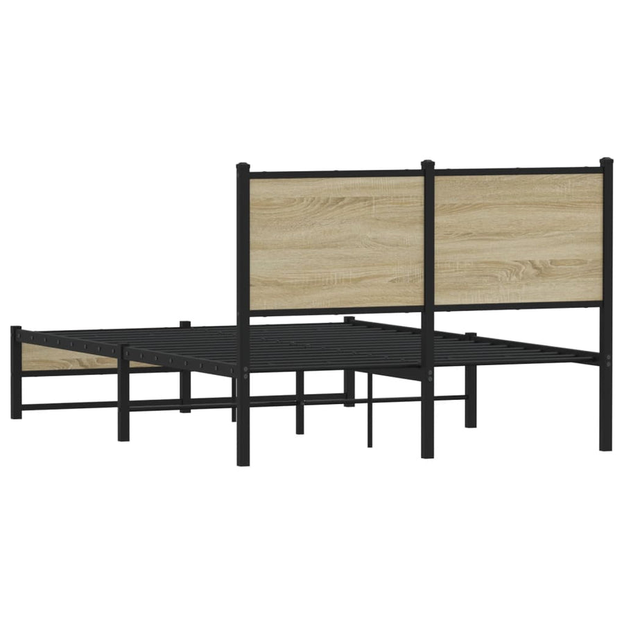 Bedframe met hoofdbord metaal sonoma eikenkleurig 120x200 cm