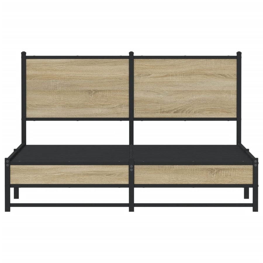 Bedframe met hoofdbord metaal sonoma eikenkleurig 137x190 cm