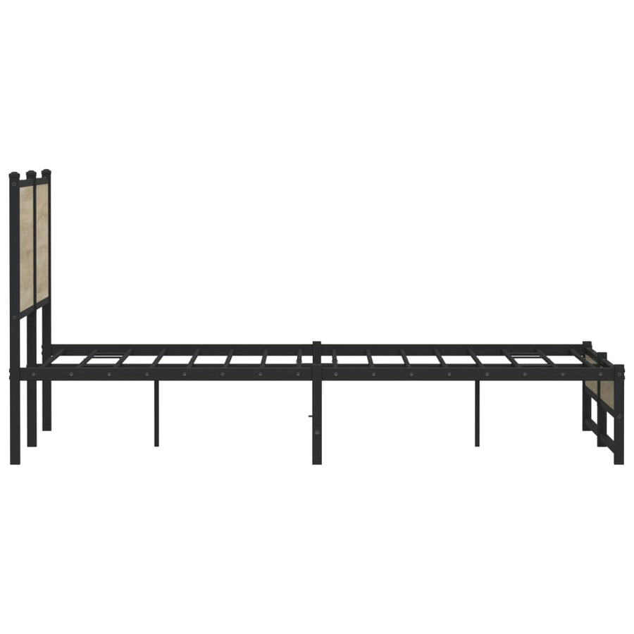 Bedframe met hoofdbord metaal sonoma eikenkleurig 137x190 cm