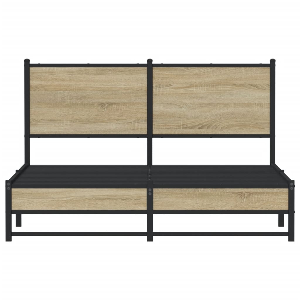 Bedframe met hoofdbord metaal sonoma eikenkleurig 140x190 cm