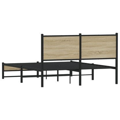 Bedframe met hoofdbord metaal sonoma eikenkleurig 140x190 cm