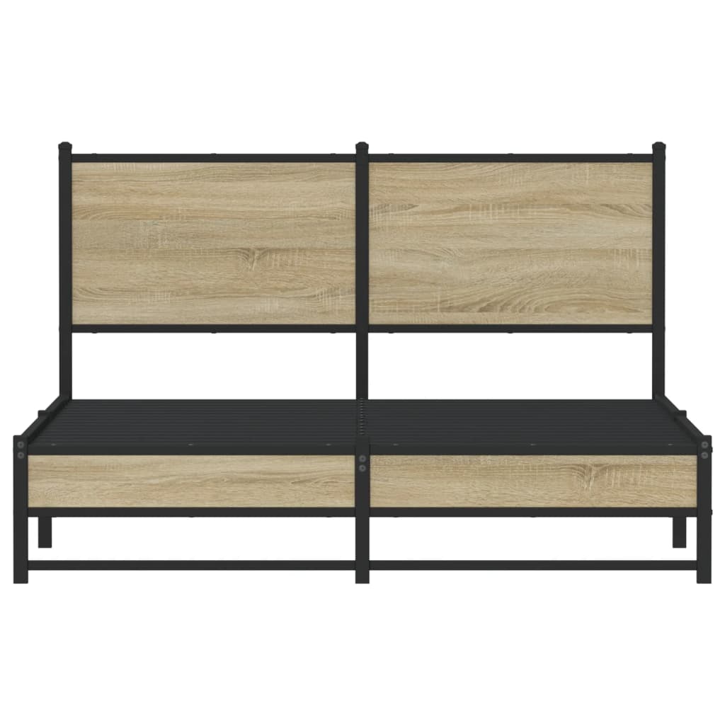 Bedframe met hoofdbord metaal sonoma eikenkleurig 140x200 cm