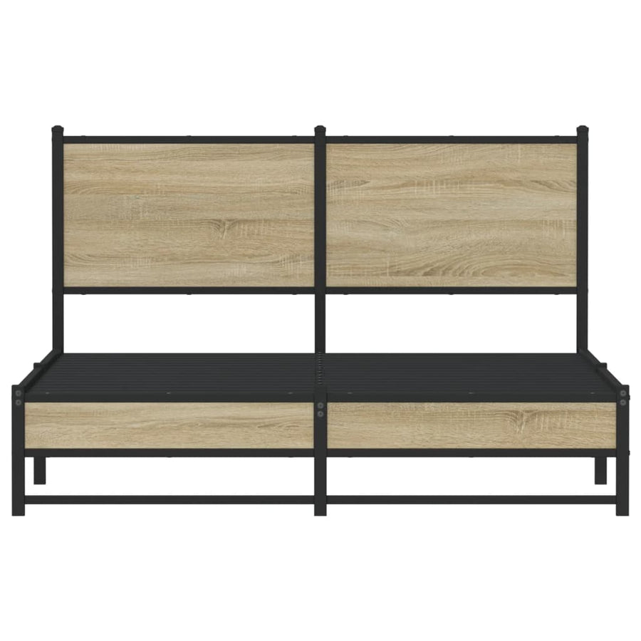 Bedframe met hoofdbord metaal sonoma eikenkleurig 140x200 cm