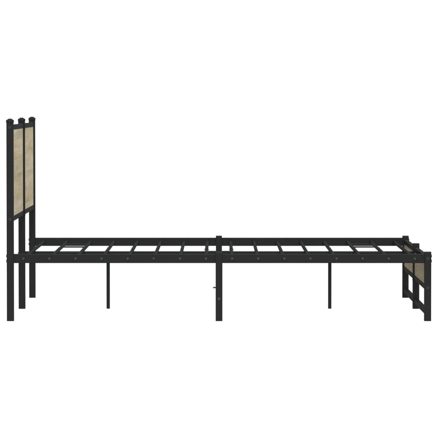 Bedframe met hoofdbord metaal sonoma eikenkleurig 140x200 cm
