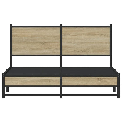 Bedframe met hoofdbord metaal sonoma eikenkleurig 150x200 cm