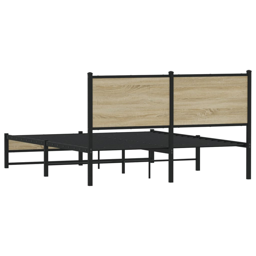 Bedframe met hoofdbord metaal sonoma eikenkleurig 150x200 cm