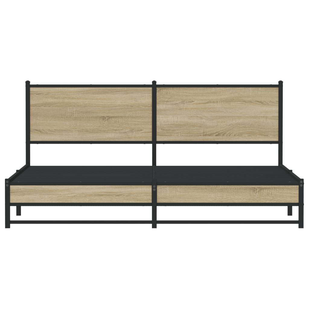 Bedframe met hoofdbord metaal sonoma eikenkleurig 160x200 cm