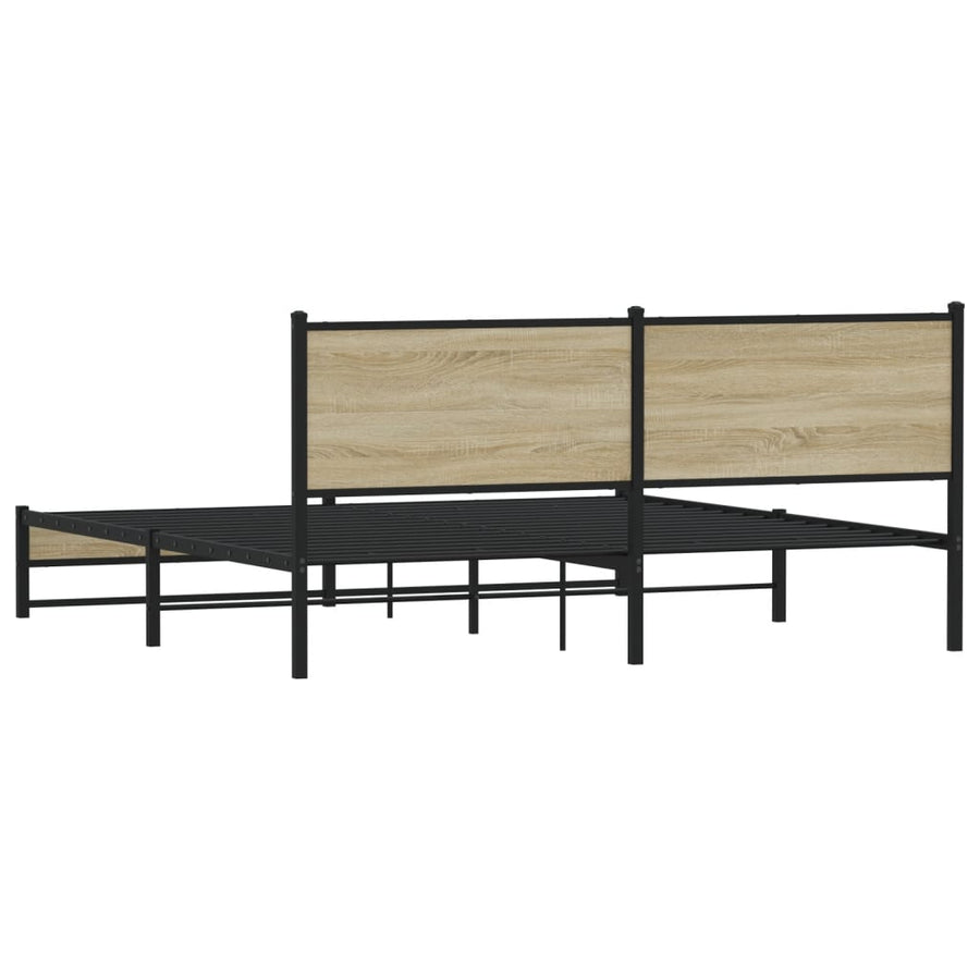 Bedframe met hoofdbord metaal sonoma eikenkleurig 160x200 cm