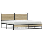 Bedframe met hoofdbord metaal sonoma eikenkleurig 160x200 cm