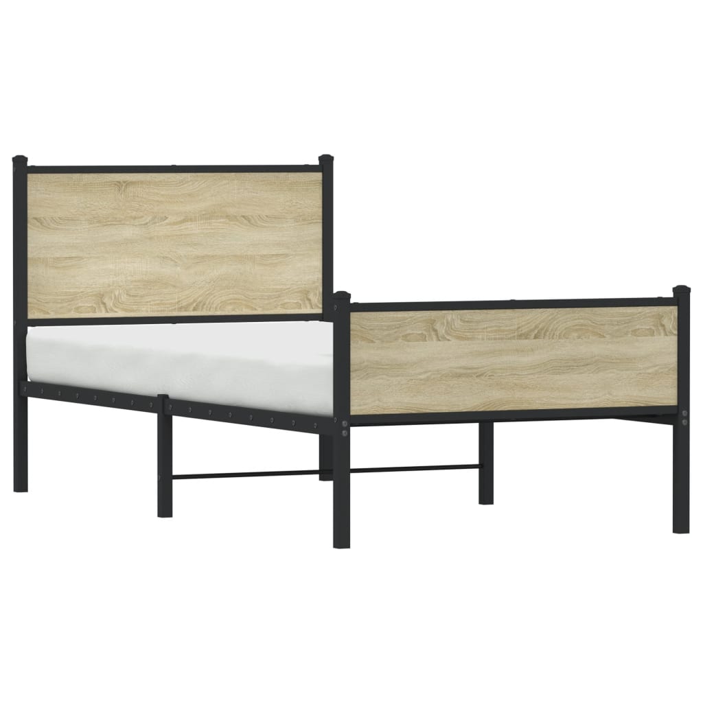 Bedframe hoofd- en voeteneinde metaal sonoma eiken 75x190 cm