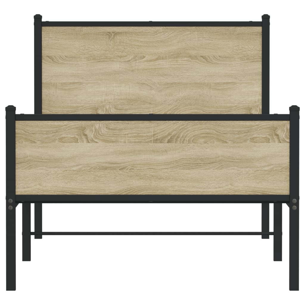 Bedframe hoofd- en voeteneinde metaal sonoma eiken 75x190 cm