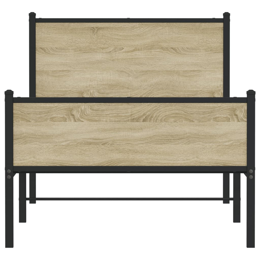 Bedframe hoofd- en voeteneinde metaal sonoma eiken 75x190 cm