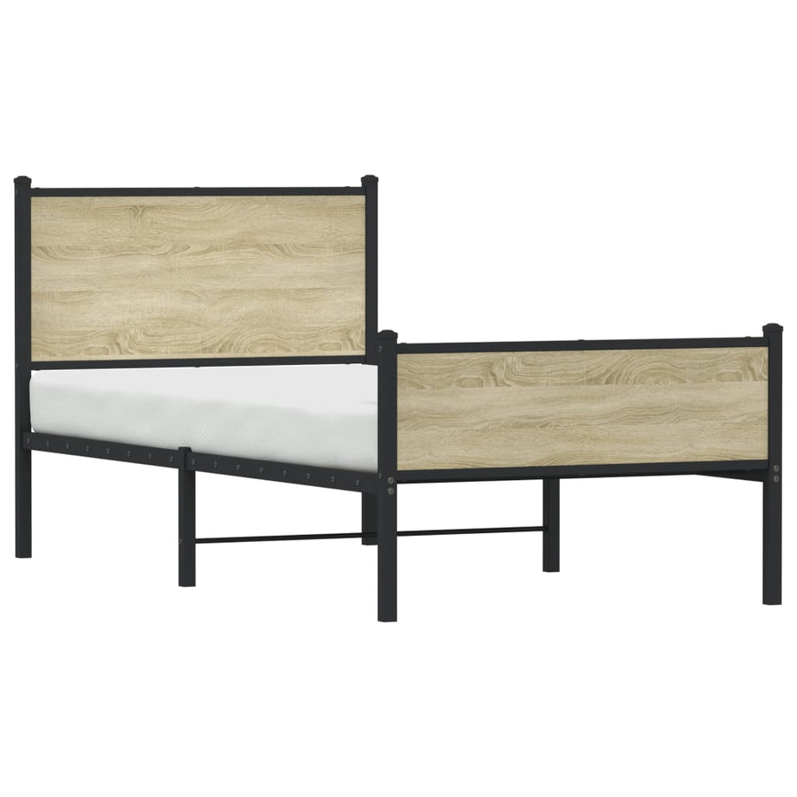 Bedframe hoofd- en voeteneinde metaal sonoma eiken 90x190 cm