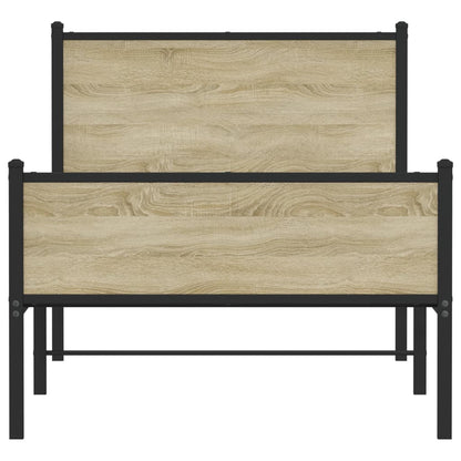 Bedframe hoofd- en voeteneinde metaal sonoma eiken 90x200 cm