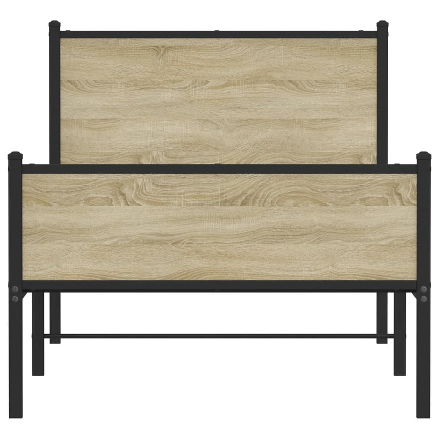 Bedframe hoofd- en voeteneinde metaal sonoma eiken 90x200 cm