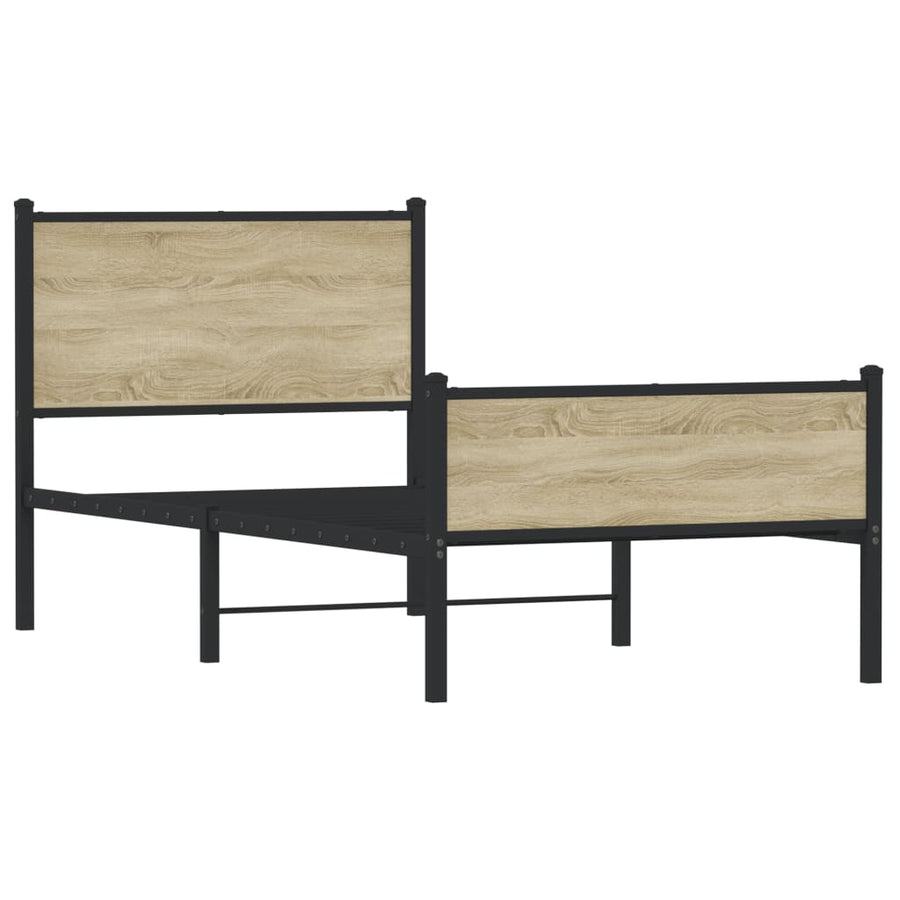 Bedframe hoofd- en voeteneinde metaal sonoma eiken 100x190 cm