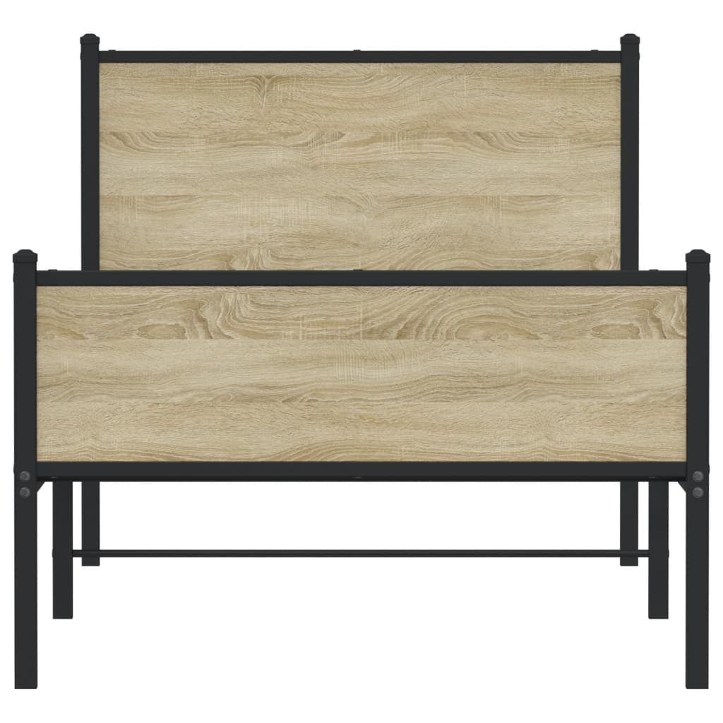 Bedframe hoofd- en voeteneinde metaal sonoma eiken 100x190 cm