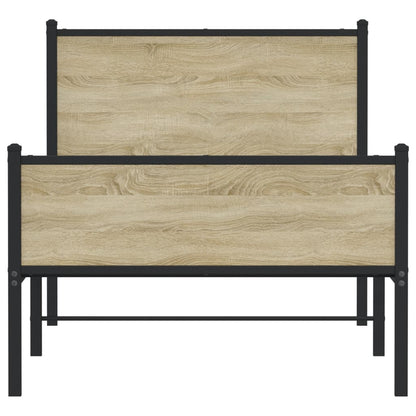 Bedframe hoofd- en voeteneinde metaal sonoma eiken 100x190 cm