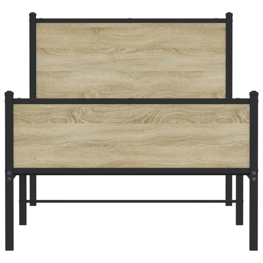 Bedframe hoofd- en voeteneinde metaal sonoma eiken 100x190 cm