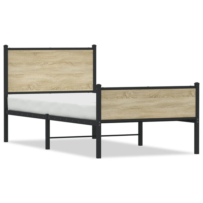 Bedframe hoofd- en voeteneinde metaal sonoma eiken 100x190 cm