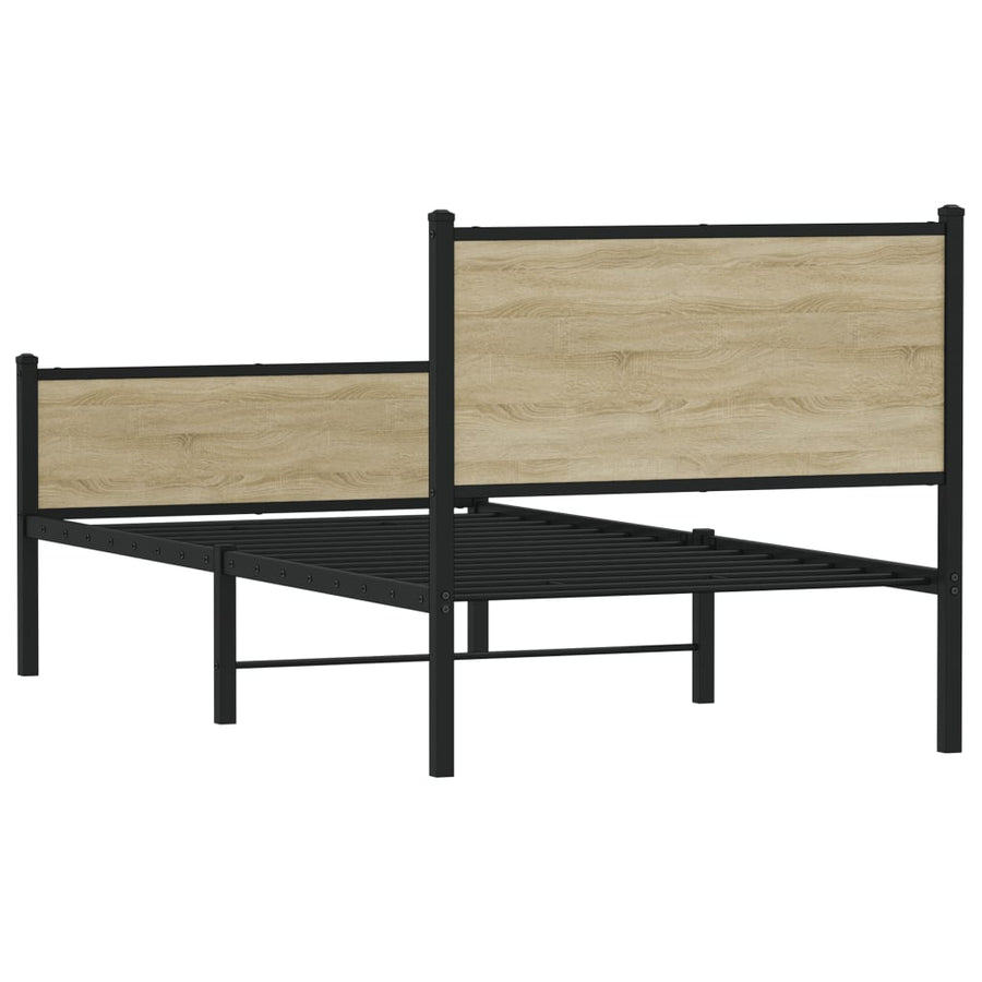 Bedframe hoofd- en voeteneinde metaal sonoma eiken 107x203 cm