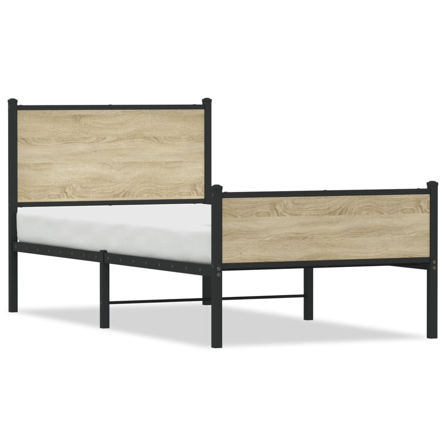 Bedframe hoofd- en voeteneinde metaal sonoma eiken 107x203 cm
