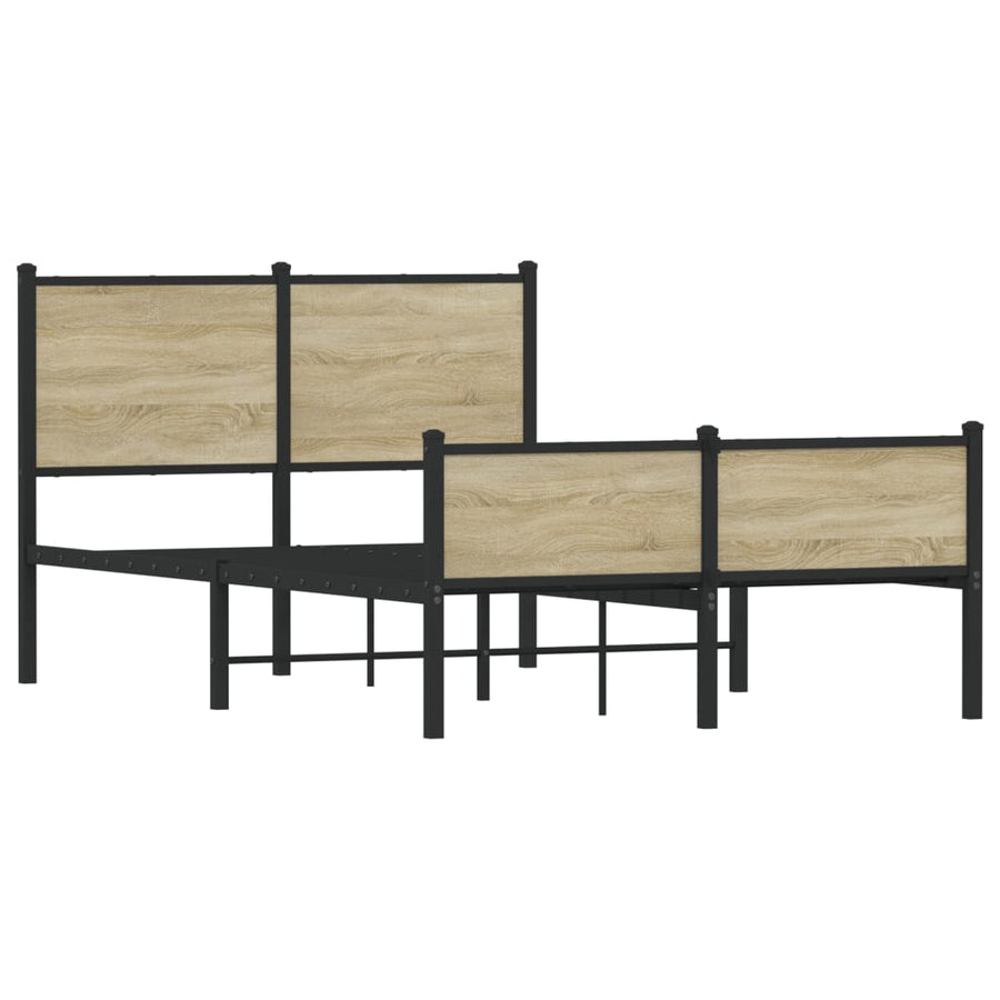 Bedframe hoofd- en voeteneinde metaal sonoma eiken 120x190 cm