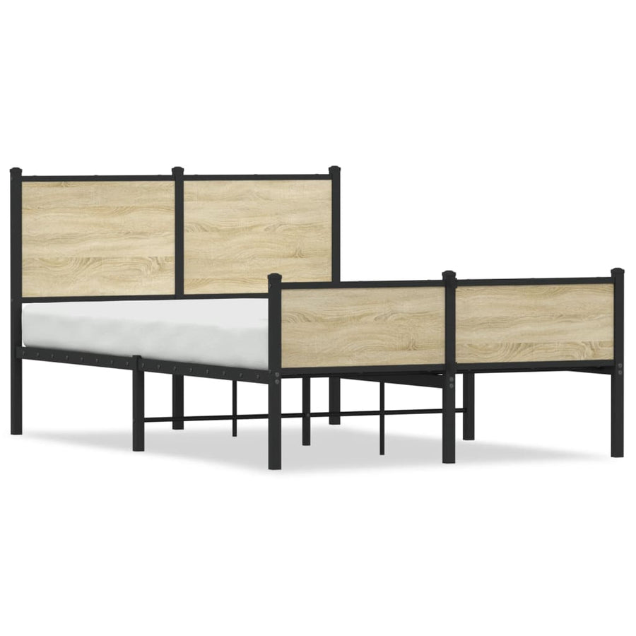 Bedframe hoofd- en voeteneinde metaal sonoma eiken 120x190 cm