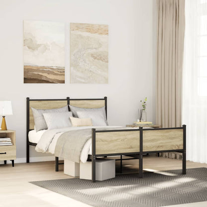 Bedframe hoofd- en voeteneinde metaal sonoma eiken 120x200 cm