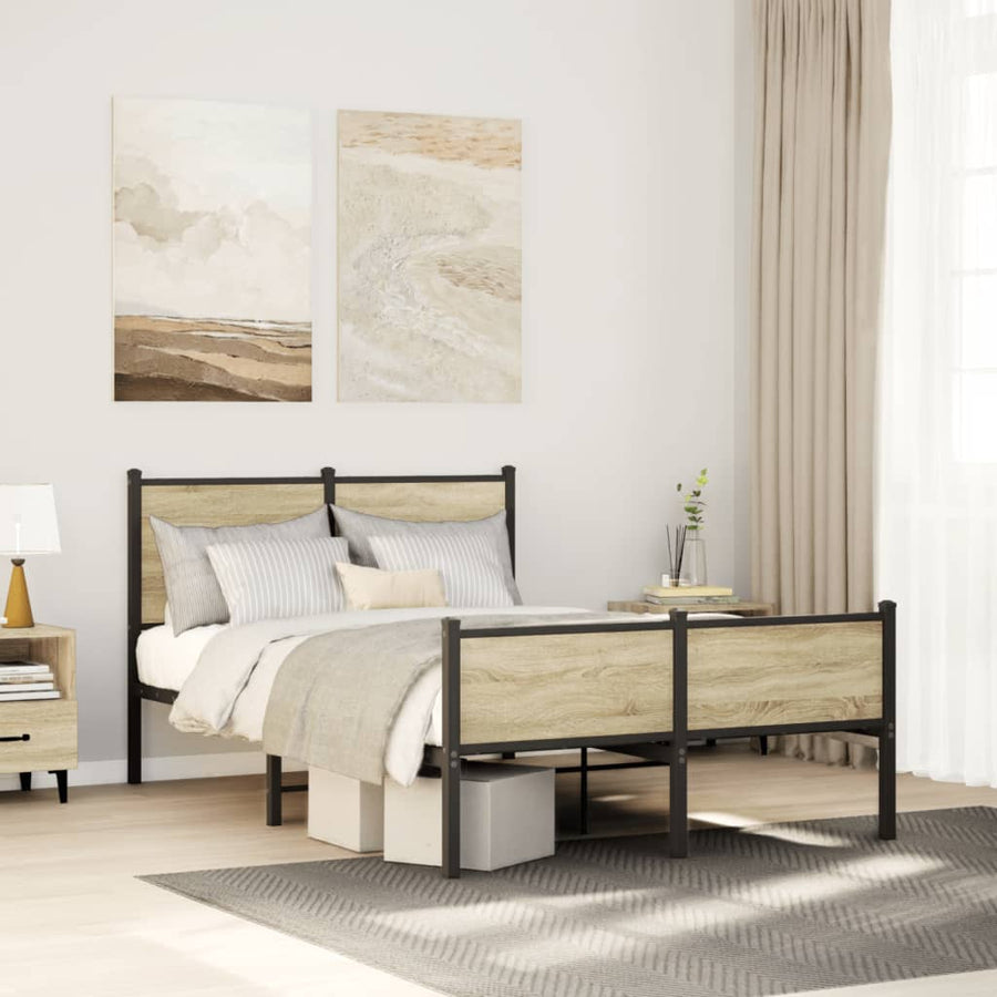 Bedframe hoofd- en voeteneinde metaal sonoma eiken 120x200 cm