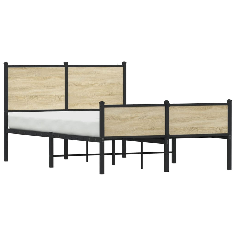 Bedframe hoofd- en voeteneinde metaal sonoma eiken 120x200 cm