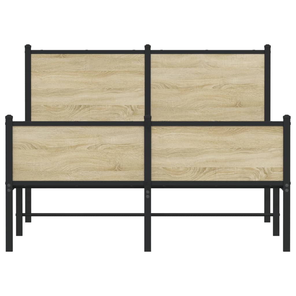Bedframe hoofd- en voeteneinde metaal sonoma eiken 120x200 cm