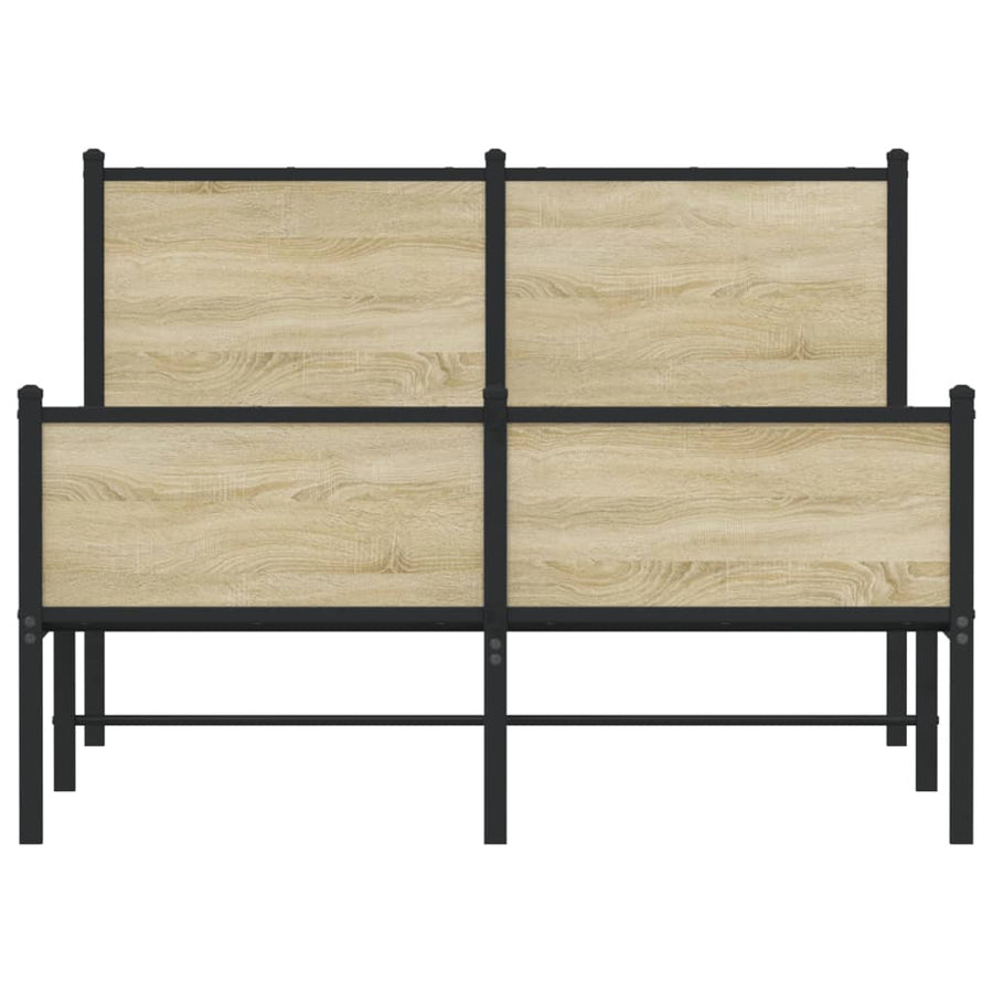Bedframe hoofd- en voeteneinde metaal sonoma eiken 120x200 cm