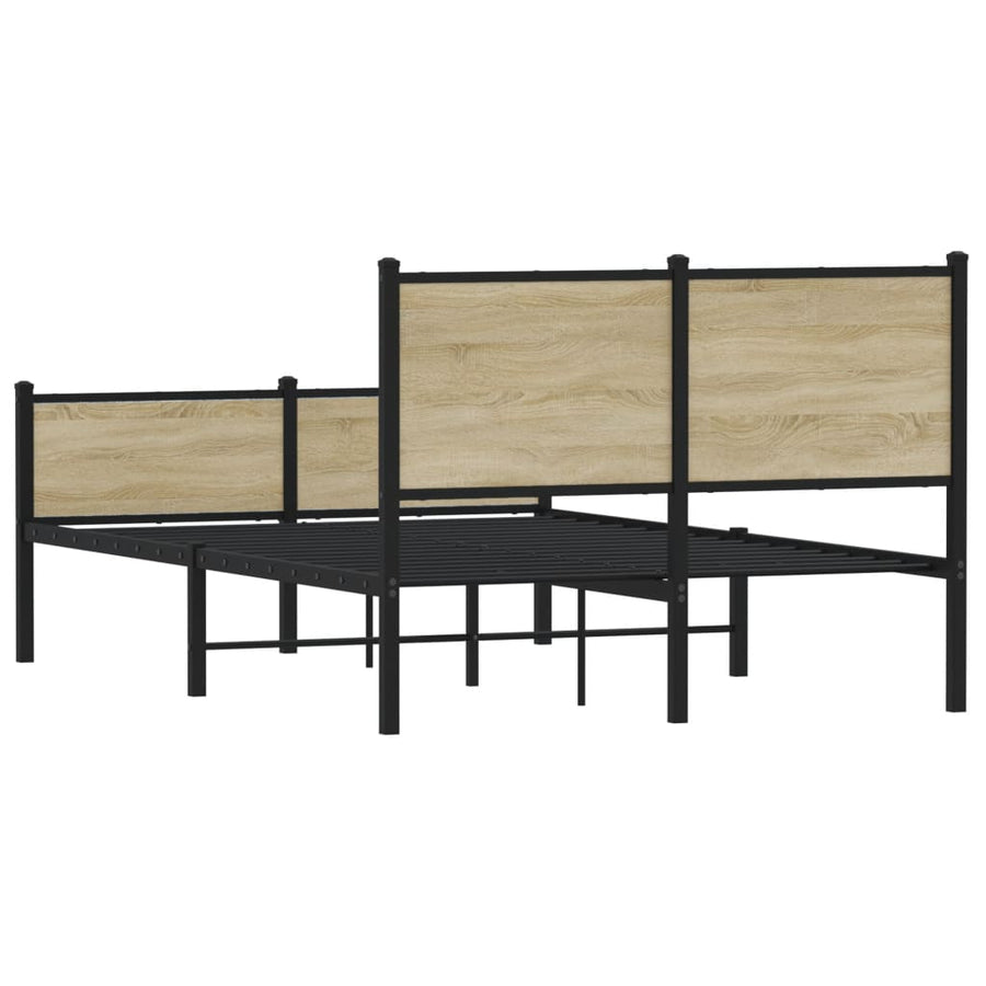 Bedframe hoofd- en voeteneinde metaal sonoma eiken 120x200 cm