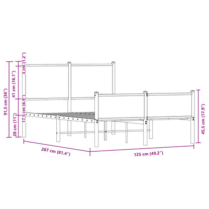Bedframe hoofd- en voeteneinde metaal sonoma eiken 120x200 cm
