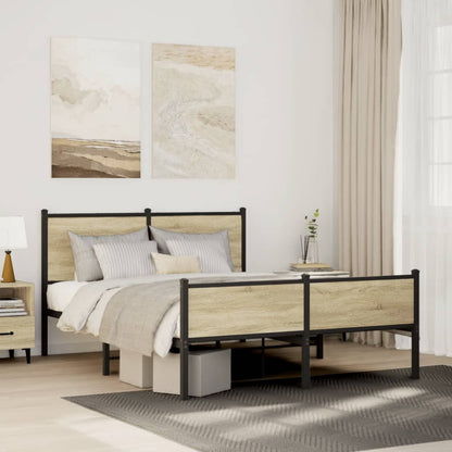 Bedframe hoofd- en voeteneinde metaal sonoma eiken 137x190 cm