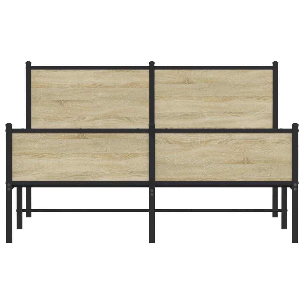 Bedframe hoofd- en voeteneinde metaal sonoma eiken 137x190 cm