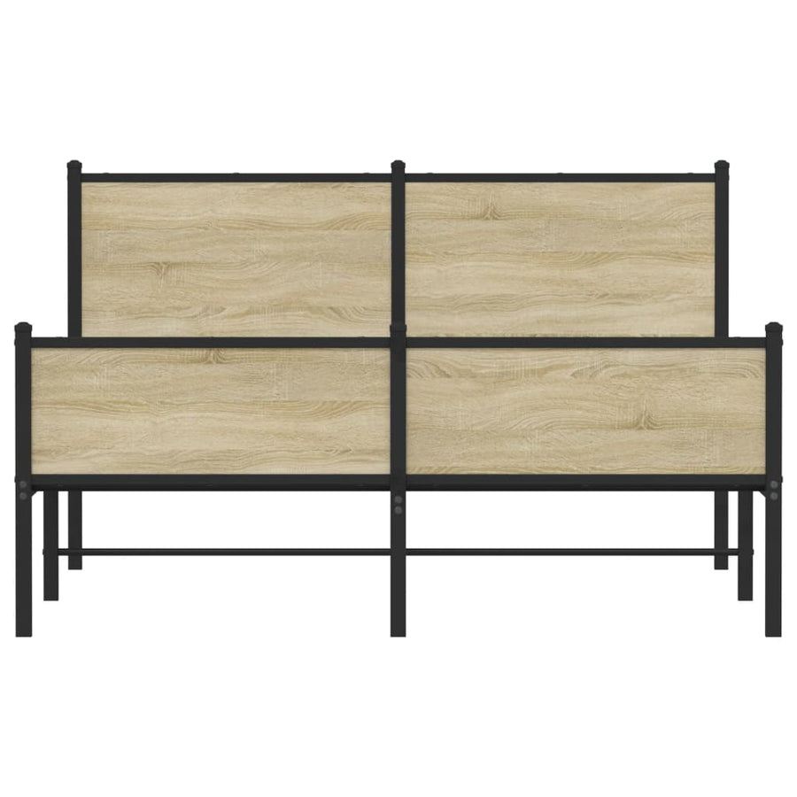 Bedframe hoofd- en voeteneinde metaal sonoma eiken 137x190 cm