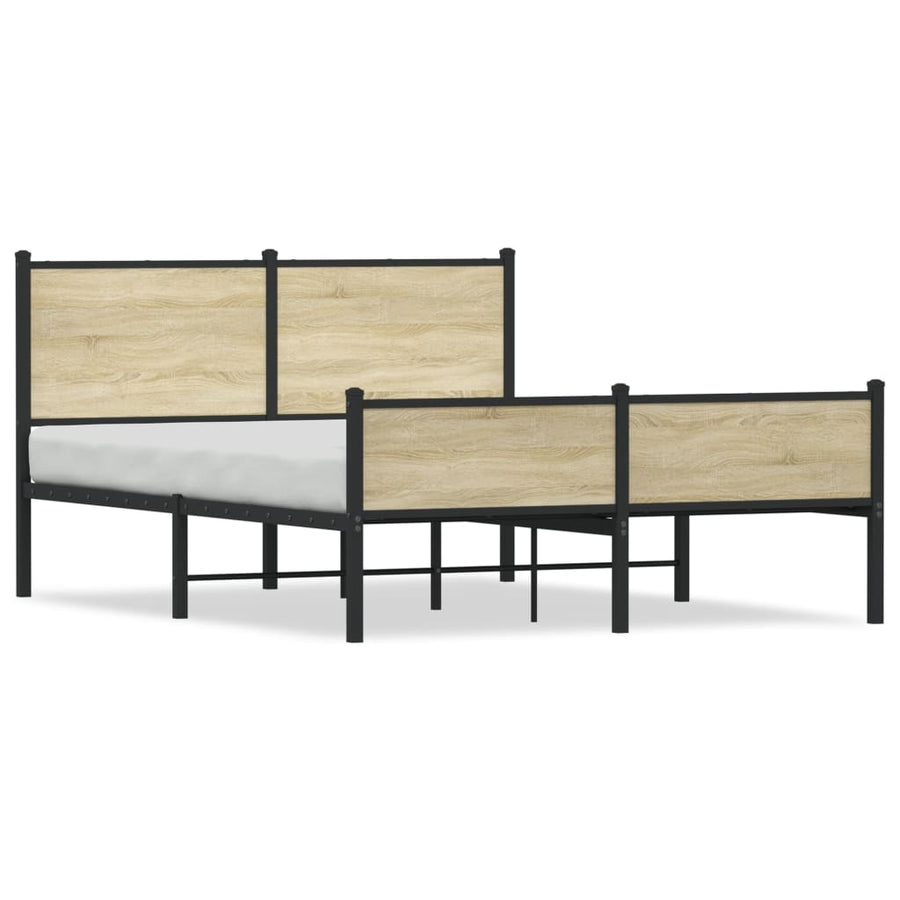 Bedframe hoofd- en voeteneinde metaal sonoma eiken 137x190 cm