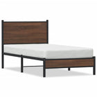 Bed frame without mattress metal brown oak-coloured 75x190 cm