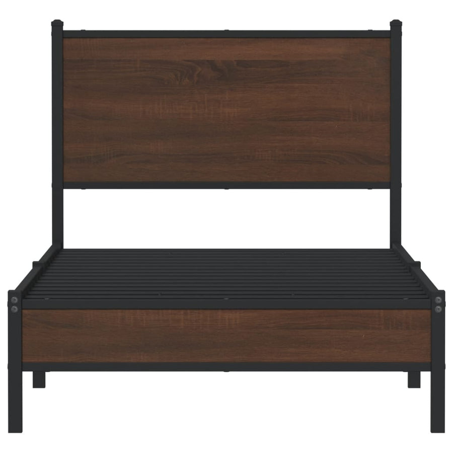 Bedframe met hoofdbord metaal bruin eikenkleurig 80x200 cm