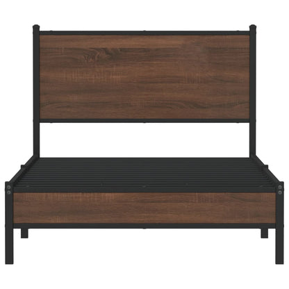 Bedframe met hoofdbord metaal bruin eikenkleurig 100x190 cm