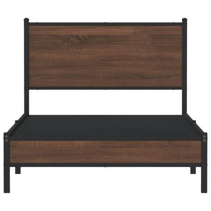 Bedframe met hoofdbord metaal bruin eikenkleurig 100x200 cm