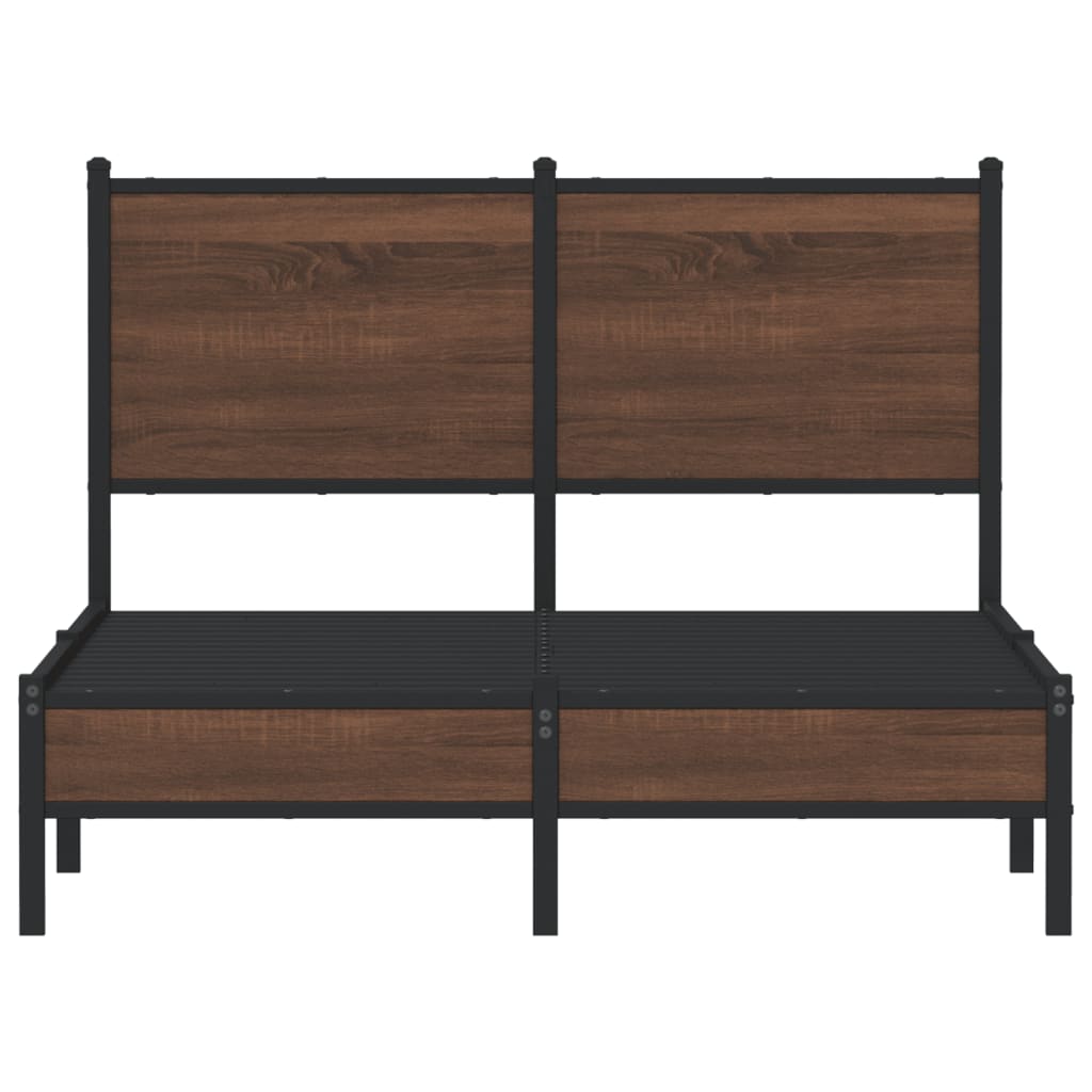 Bedframe met hoofdbord metaal bruin eikenkleurig 120x190 cm