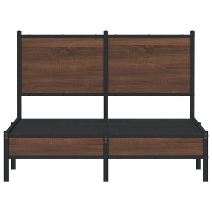 Bedframe met hoofdbord metaal bruin eikenkleurig 120x190 cm